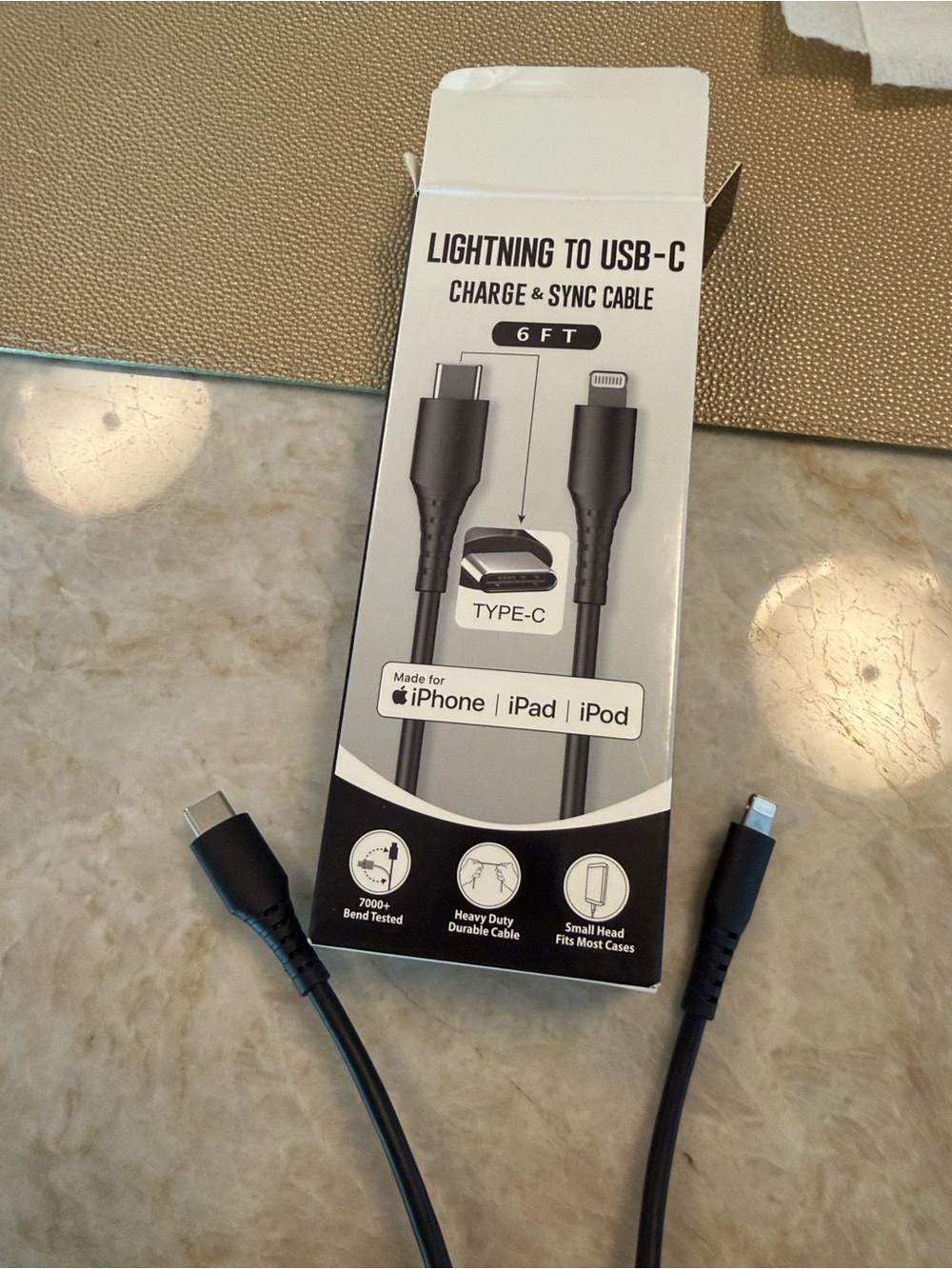 Lightning to USB-C Charge & Sync Cable - Black